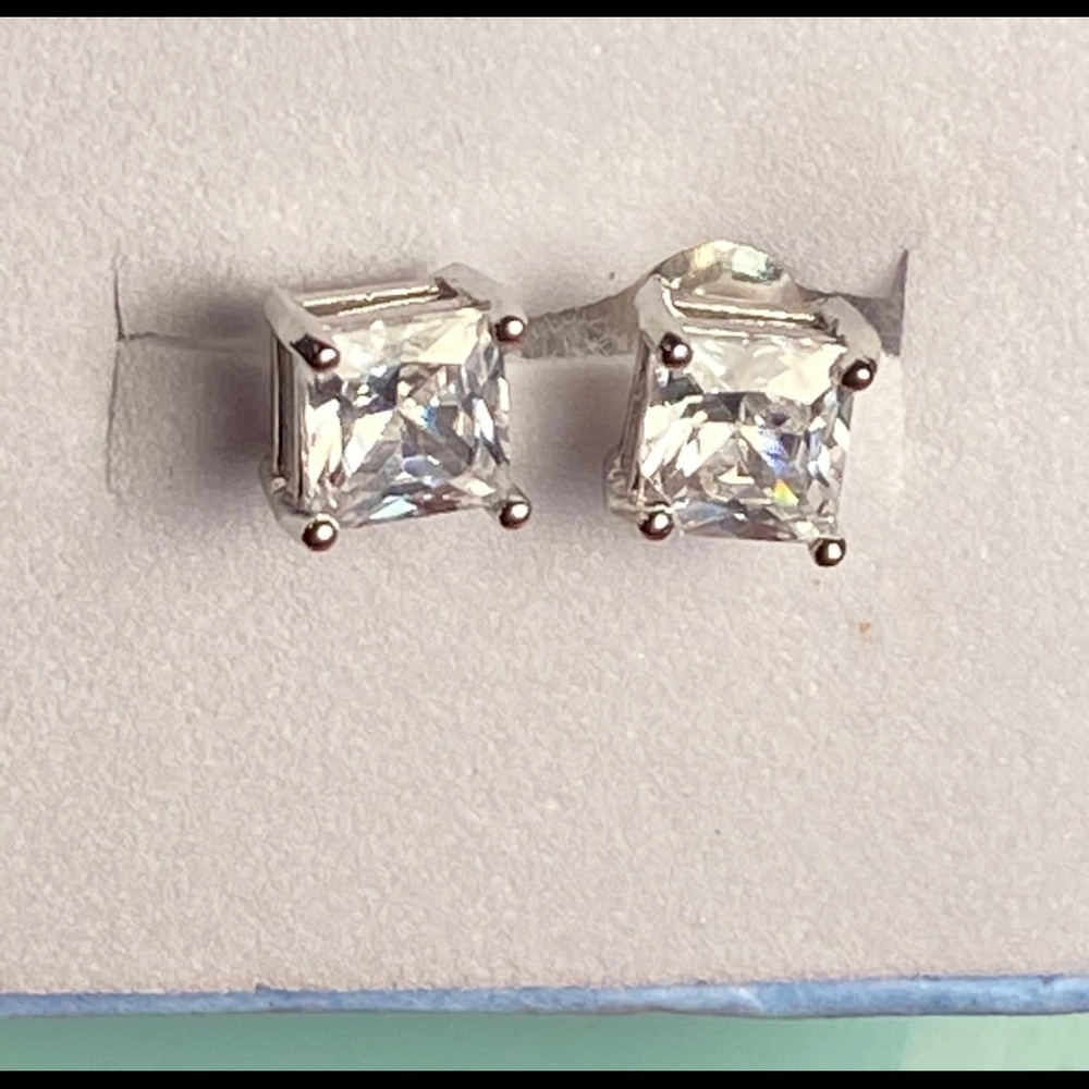 - Princess Cut Simulated Diamond Studs - image 3